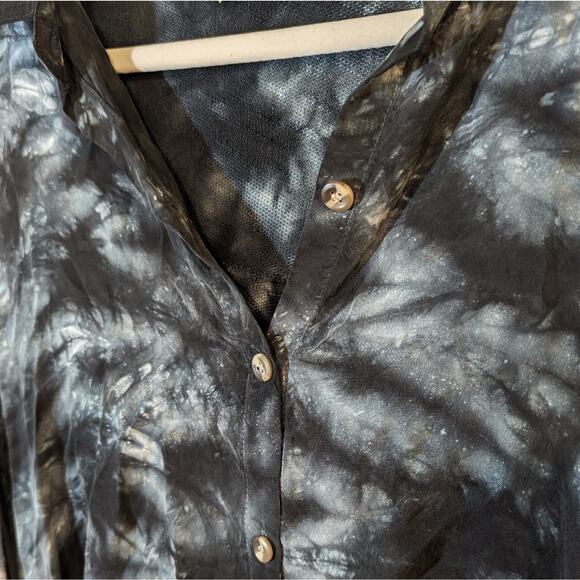 Soft Surroundings Tie Dye Tunic Top Long Sleeve Button Collar Size Medium - Picture 8 of 8